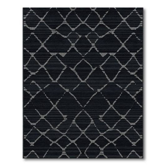 Dark Gray Diamond Textured Weave Rug