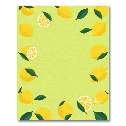 Fresh Yellow Lemon Leaf Border Rug