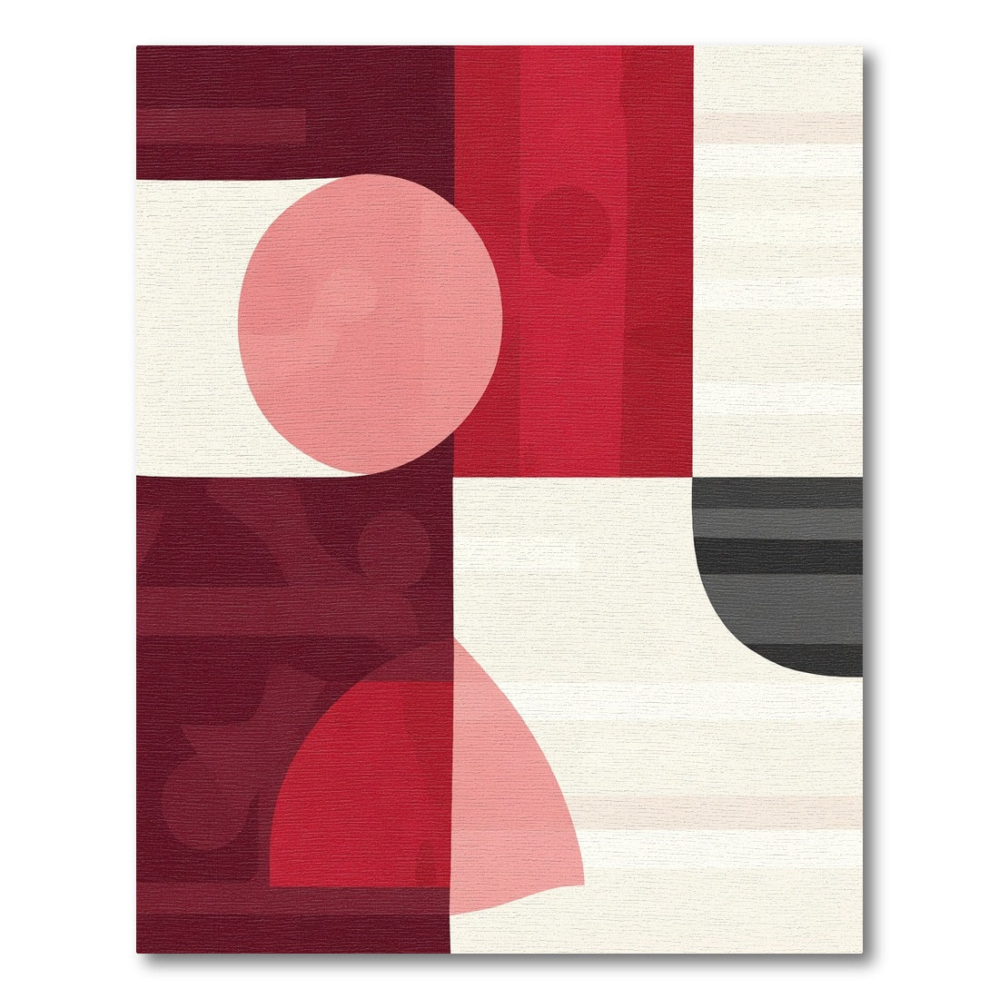 Bold Red Layered Geometric Squares Rug