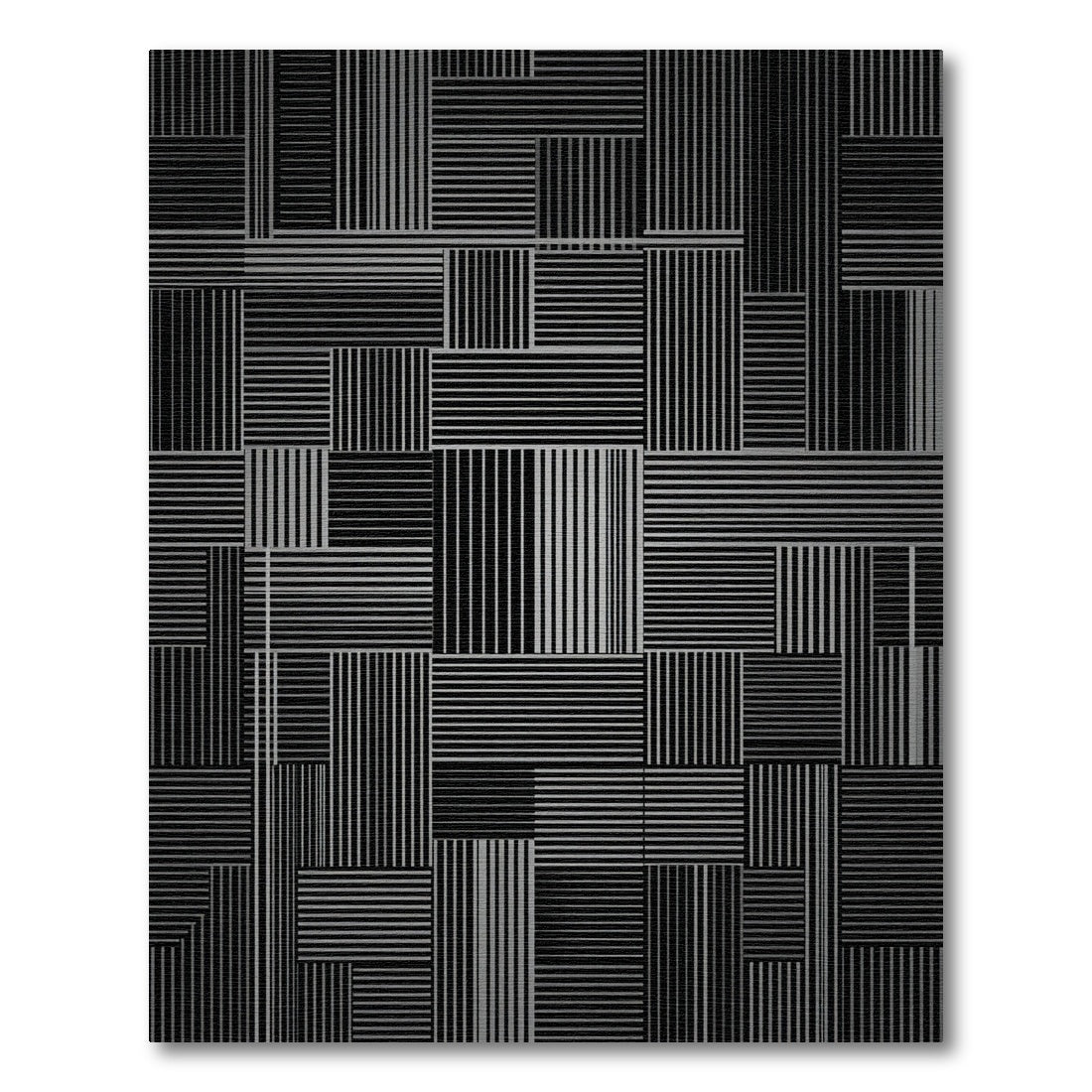Monochrome Linear Geometric Grid Abstract Rug