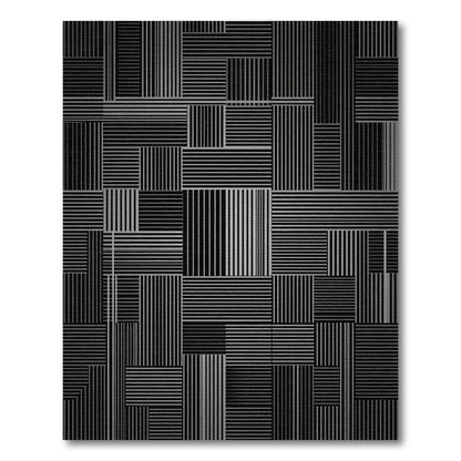Monochrome Linear Geometric Grid Abstract Rug