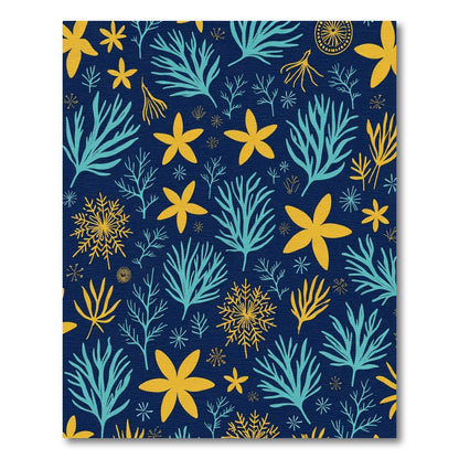 Navy Blue Coral Starfish Swirl Rug