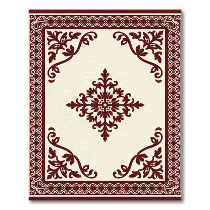 Crimson Laurel Arabesque Border Rug