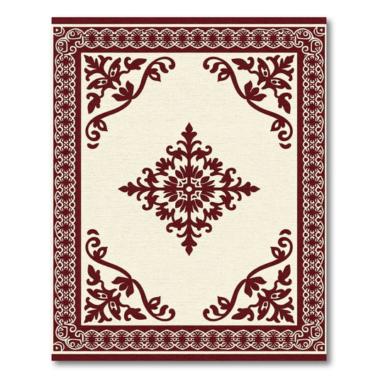 Crimson Laurel Arabesque Border Rug