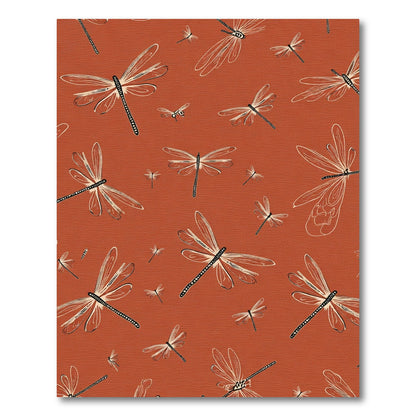 Terracotta Dragonfly Sketch Collage Rug