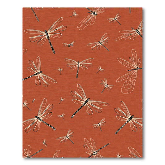 Terracotta Dragonfly Sketch Collage Rug