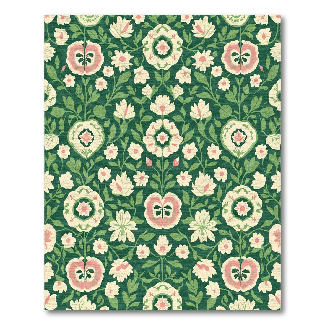 Green Garden Floral Medallion Blossom Rug