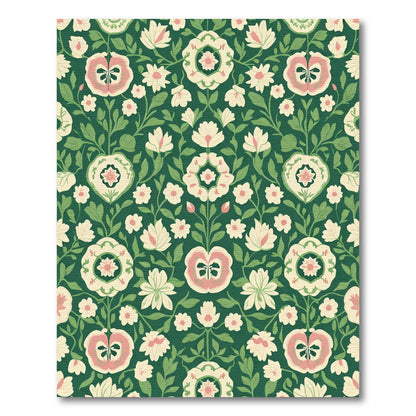 Green Garden Floral Medallion Blossom Rug