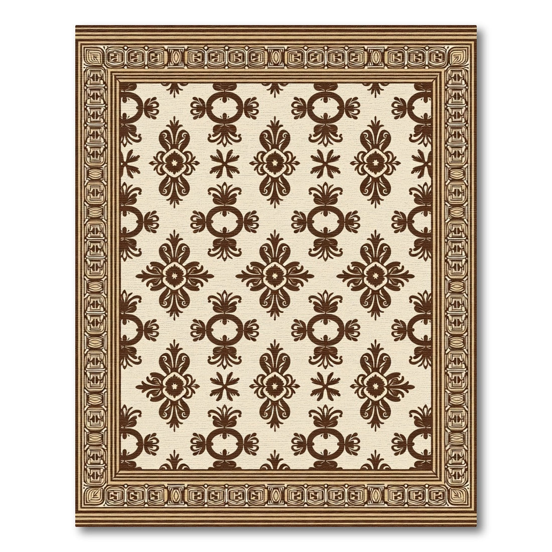 Rich Brown Filigree Bordered Medallion Rug