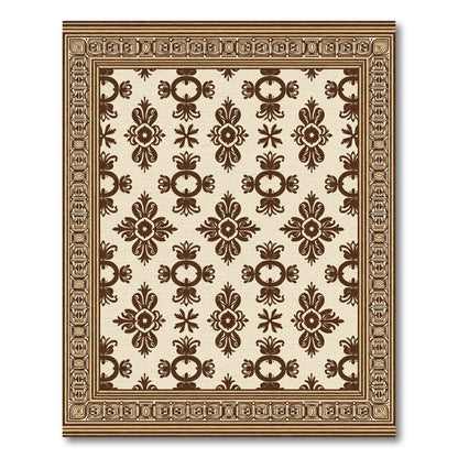 Rich Brown Filigree Bordered Medallion Rug