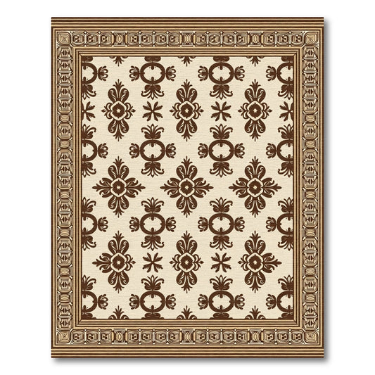 Rich Brown Filigree Bordered Medallion Rug