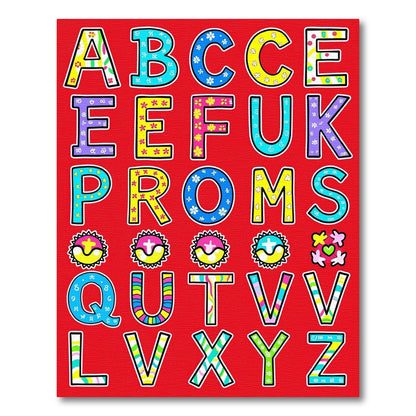 Colorful Alphabet Floral Wave Bright Rug