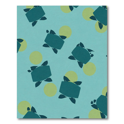 Teal Turtle Yellow Circle Sea Rug