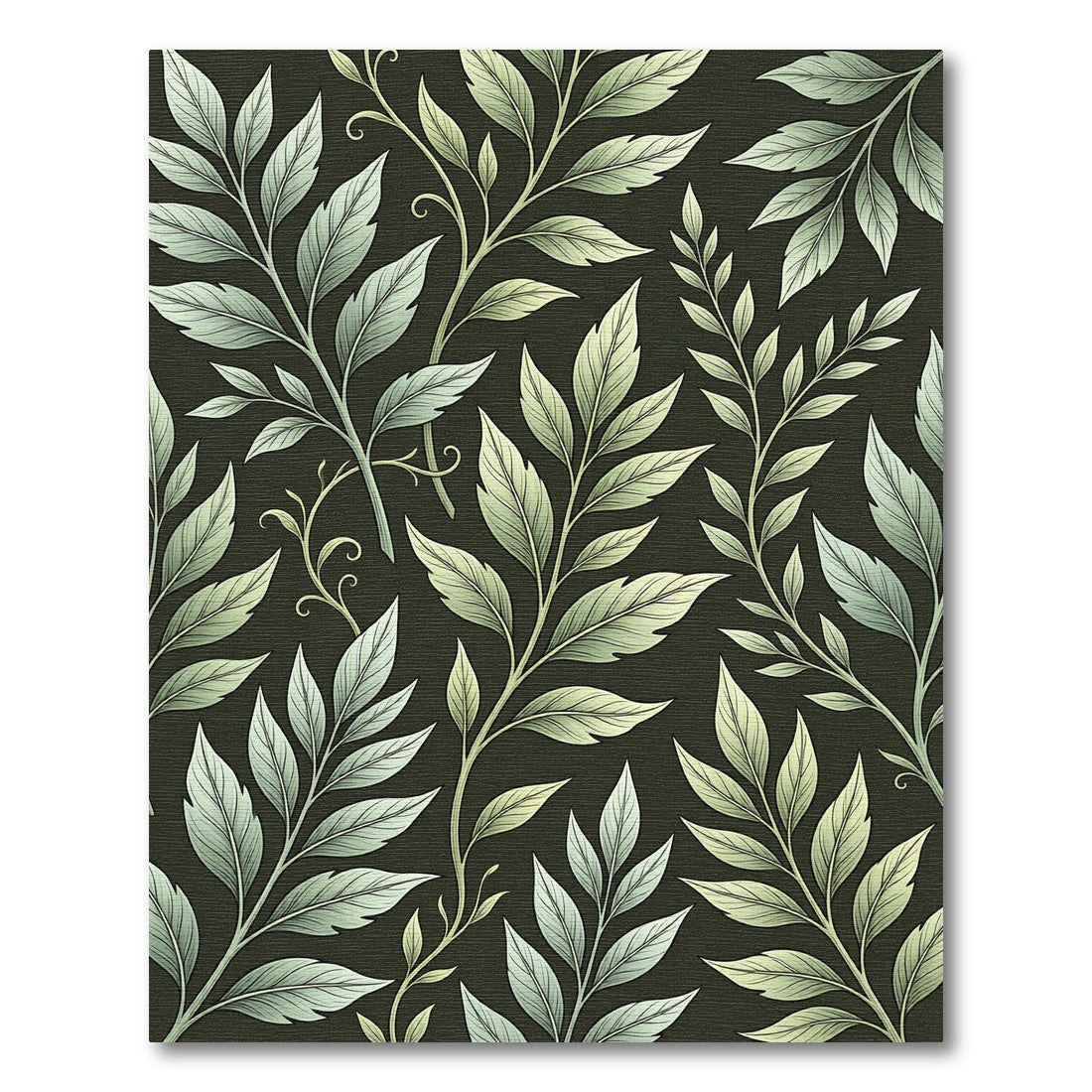 Elegant Sage Botanical Leaf Arrangement Rug
