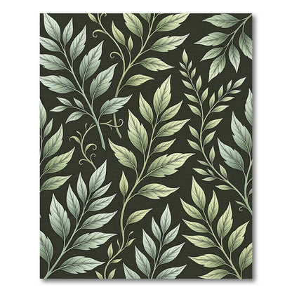 Elegant Sage Botanical Leaf Arrangement Rug