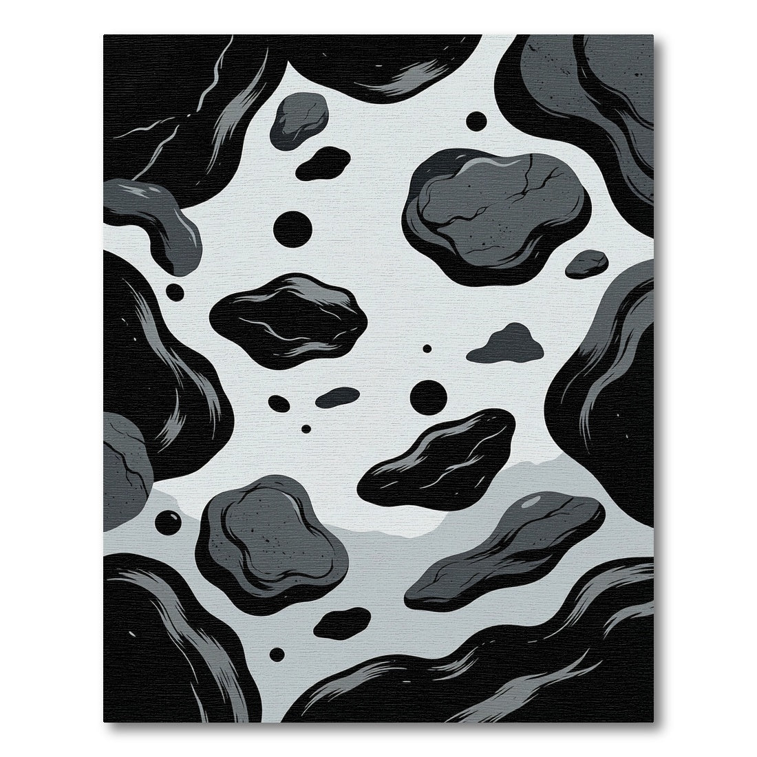 Monochromatic Ink Splatter Irregular Shapes Rug