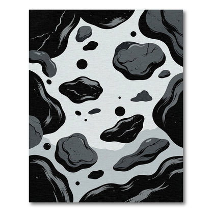 Monochromatic Ink Splatter Irregular Shapes Rug