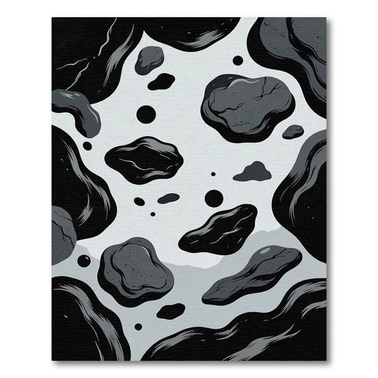 Monochromatic Ink Splatter Irregular Shapes Rug