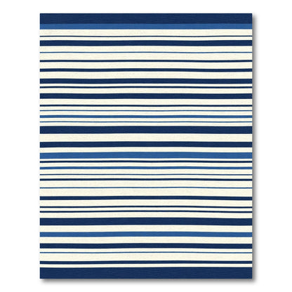Crisp Navy Blue Ivory Stripe Variety Rug