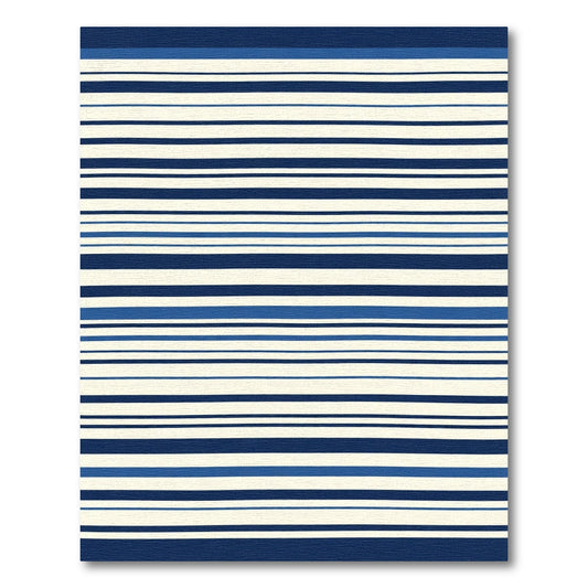Crisp Navy Blue Ivory Stripe Variety Rug