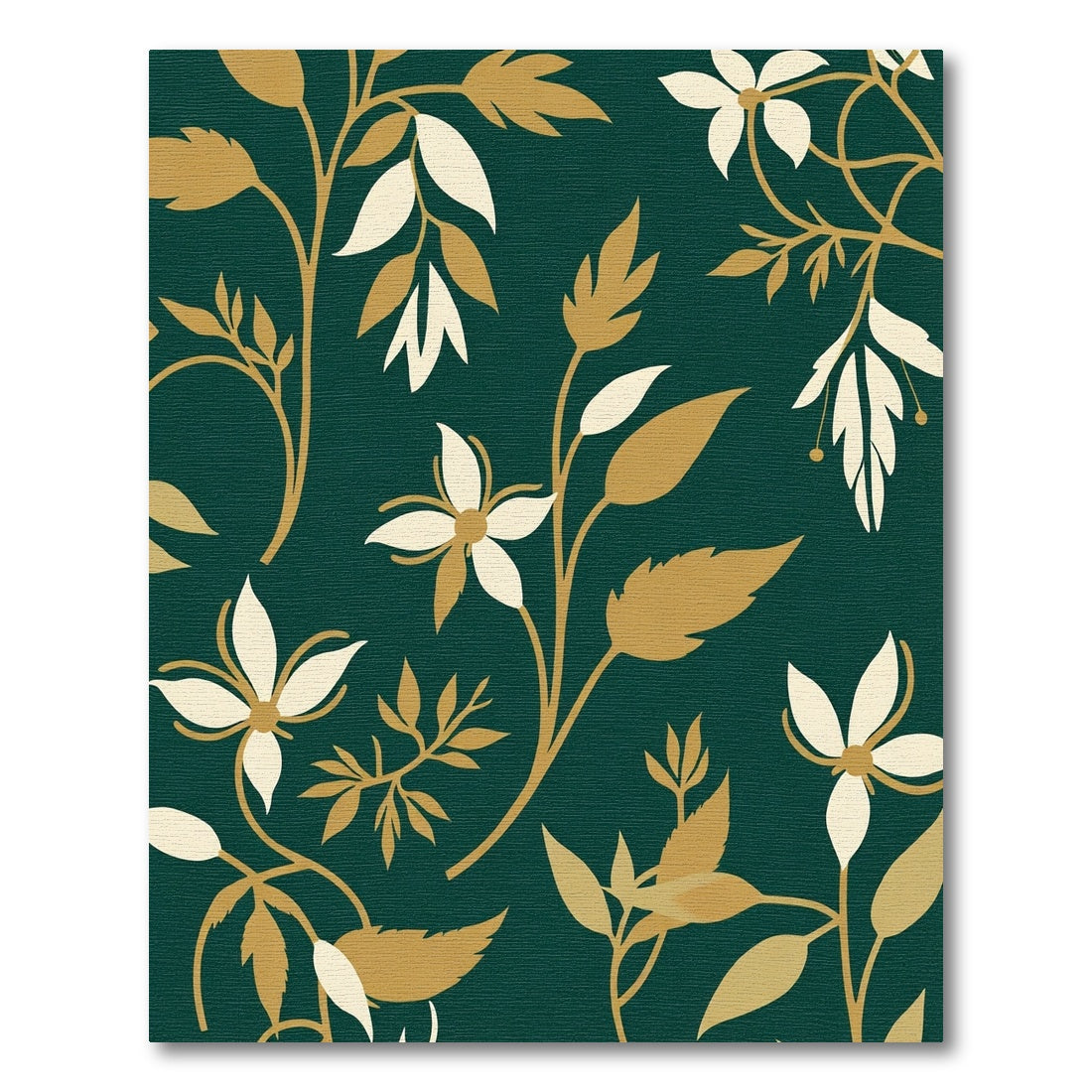 Emerald Green Botanical Silhouette Floral Rug