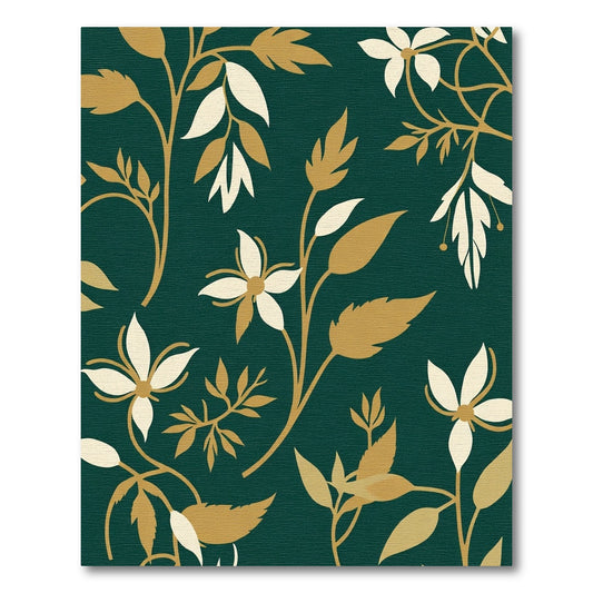 Emerald Green Botanical Silhouette Floral Rug