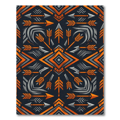 Bold Orange Tribal Arrow Rug