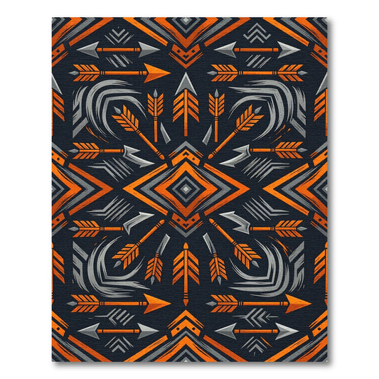 Bold Orange Tribal Arrow Rug