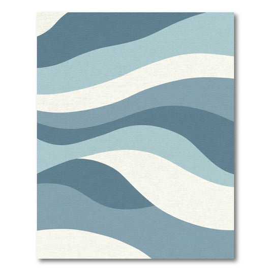 Ocean Blue Wavy Stripes Rug