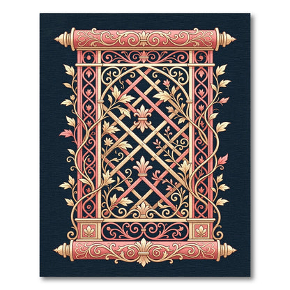 Ornate Royal Scroll Vine and Fleur-de-lis Rug