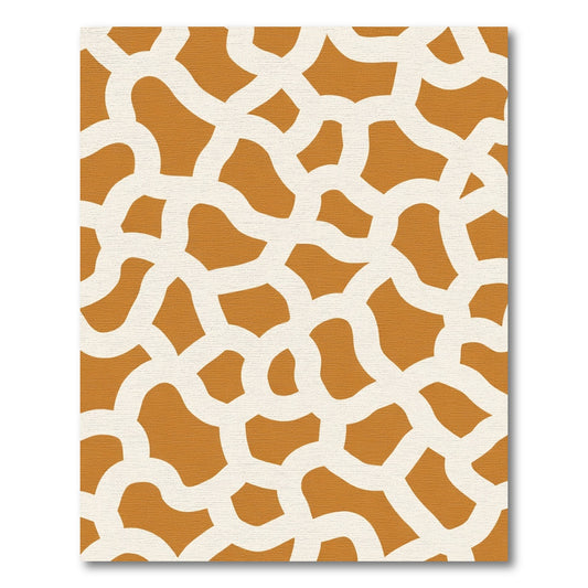 Brown cream organic linked shapes Rug
