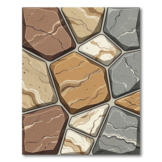 Earthy Stone Mosaic Geometric Rug