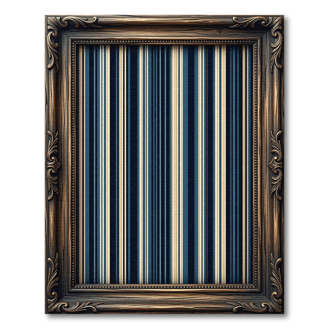 Classic Blue Cream Striped Composition Rug