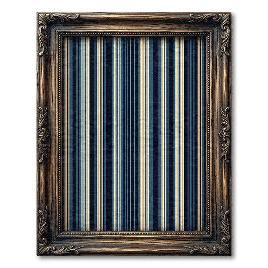 Classic Blue Cream Striped Composition Rug