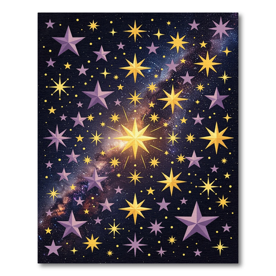 Celestial Golden Stars and Galaxy Sky Rug