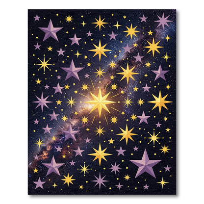 Celestial Golden Stars and Galaxy Sky Rug