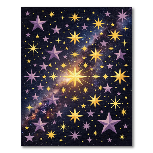 Celestial Golden Stars and Galaxy Sky Rug