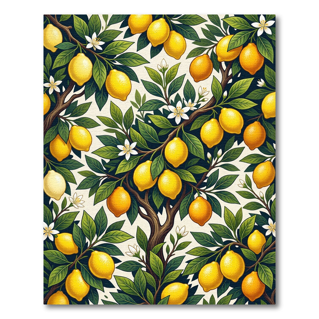 Golden Lemon Branch Botanical Illustration Rug