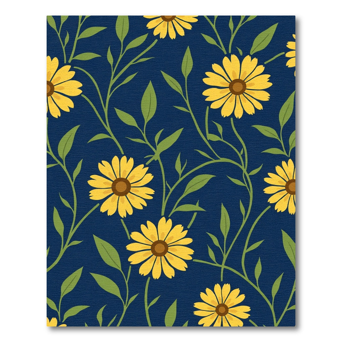 Golden Sunflower Vine Dark Blue Rug