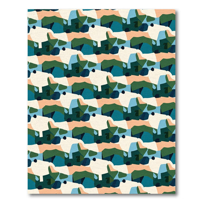 Abstract Organic Camouflage Terracotta Teal Rug