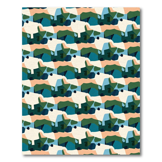 Abstract Organic Camouflage Terracotta Teal Rug