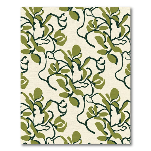 Cream Olive Vine Swirl Fabric Rug