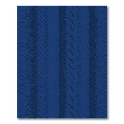 Deep Blue Ribbed Vertical Stripes Rug