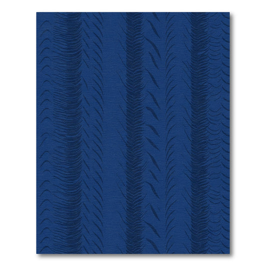 Deep Blue Ribbed Vertical Stripes Rug