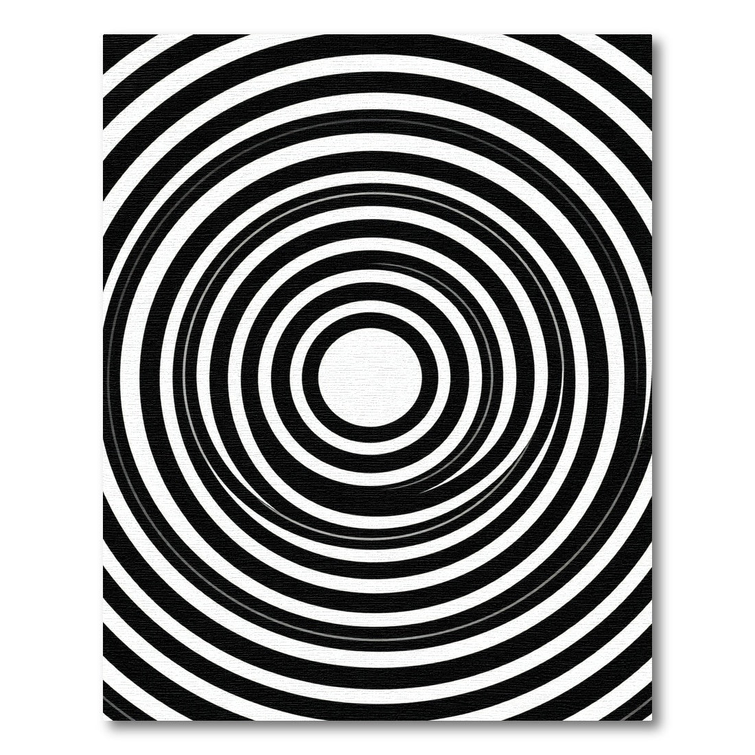 Black White Concentric Circles Rug