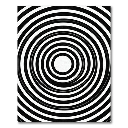 Black White Concentric Circles Rug