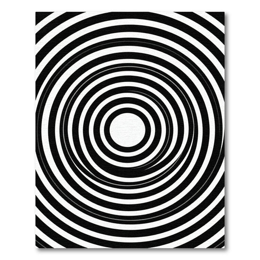 Black White Concentric Circles Rug