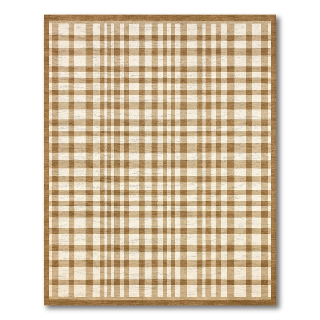 Rustic Tan Beige Plaid Check Rug
