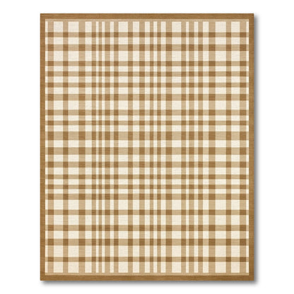 Rustic Tan Beige Plaid Check Rug