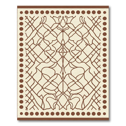 Brown Cream Lattice Vine Medallion Rug
